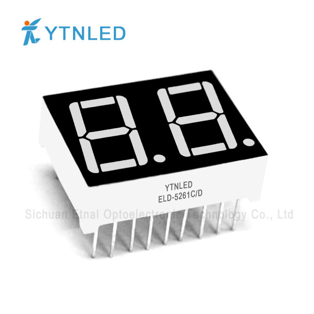 0.56inch Dual digit led display Common Cathode Anode Red Orange Yellow Olivine Emerald Blue White color ELD-5261CS,DS,CG,DG,CO,DO,CY,DY,CGG,DGG,CB,DB,CW,DW