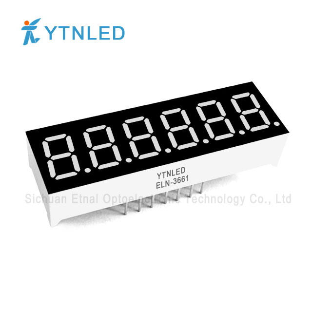 0.36inch Six digit led display Common Cathode Anode Red Orange Yellow Olivine Emerald Blue White color ELN-3661AS,BS,AG,BG,AO,BO,AY,BY,AGG,BGG,AB,BB,AW,BW