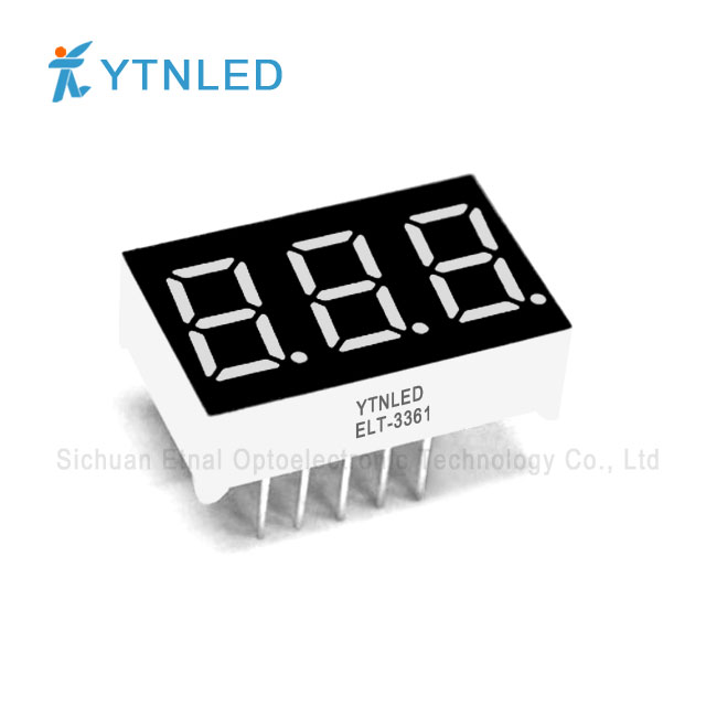 0.36inch Three digit led display Common Cathode Anode Red Orange Yellow Olivine Emerald Blue White color ELT-3361AS,BS,AG,BG,AO,BO,AY,BY,AGG,BGG,AB,BB,AW,BW