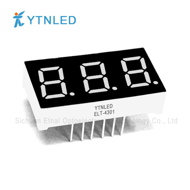 0.4inch Three digit led display Common Cathode Anode Red Orange Yellow Olivine Emerald Blue White color ELT-4301AS,BS,AG,BG,AO,BO,AY,BY,AGG,BGG,AB,BB,AW,BW