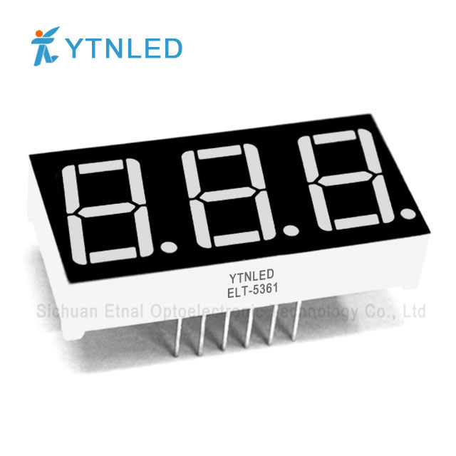 0.56inch Three digit led display Common Cathode Anode Red Orange Yellow Olivine Emerald Blue White color ELT-5361AS,BS,AG,BG,AO,BO,AY,BY,AGG,BGG,AB,BB,AW,BW