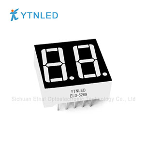 0.56英寸2位数码管共阴共阳红橙黄绿翠绿蓝白色ELD-5269AS,BS,AG,BG,AO,BO,AY,BY,AGG,BGG